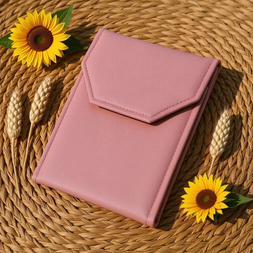 

Necklace Travel Jewelry Organizer Pink Button Closure Necklace Pouch Jewelry Storage Bag Protective Case for Rings Bracelets