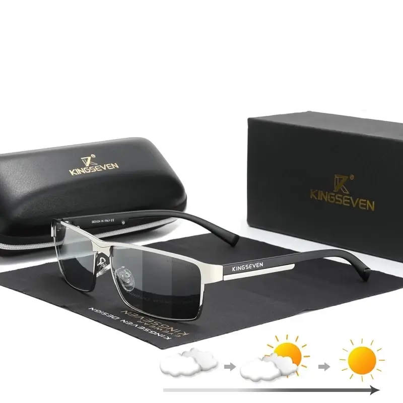 KINGSEVEN męskie spolaryzowane fotochromowe okulary przeciwsłoneczne projekt kobiety kameleon okulary przeciwsłoneczne UV400 przeciwodblaskowe okulary kwadratowe do jazdy