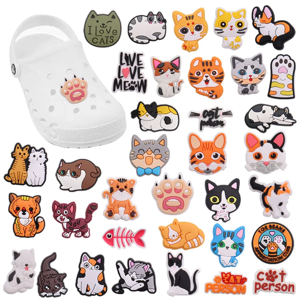 New Arrival 1pcs Shoe Charms Cute Animal Orange Cat Cat's Paw Accessories PVC Kids Shoes Buckles Fit Wristbands Birthday Present