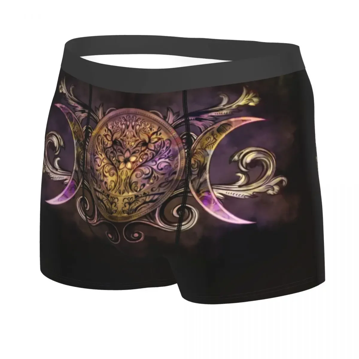 Triple Moon Goddess Midnight Shimmer Underwear Men Stretch Pagan Wiccan Boxer Briefs Shorts Panties Soft Underpants For Male