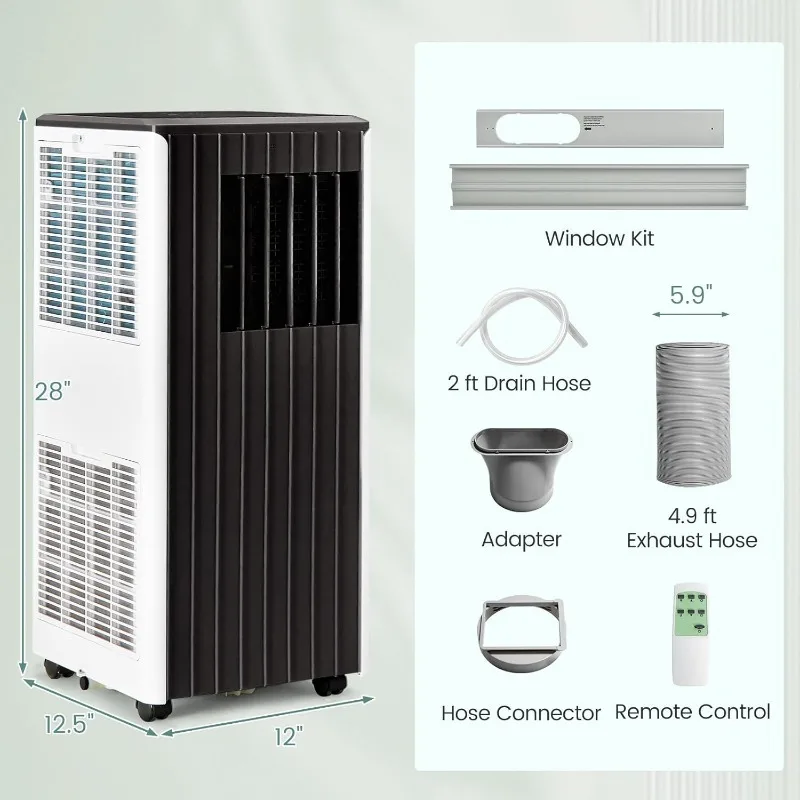 COSTWAY 10000 BTU 휴대용 에어컨, 제습기 및 스마트 수면 모드, 24H 타이머 및 리모컨 포함, 3 in 1 AC 유닛