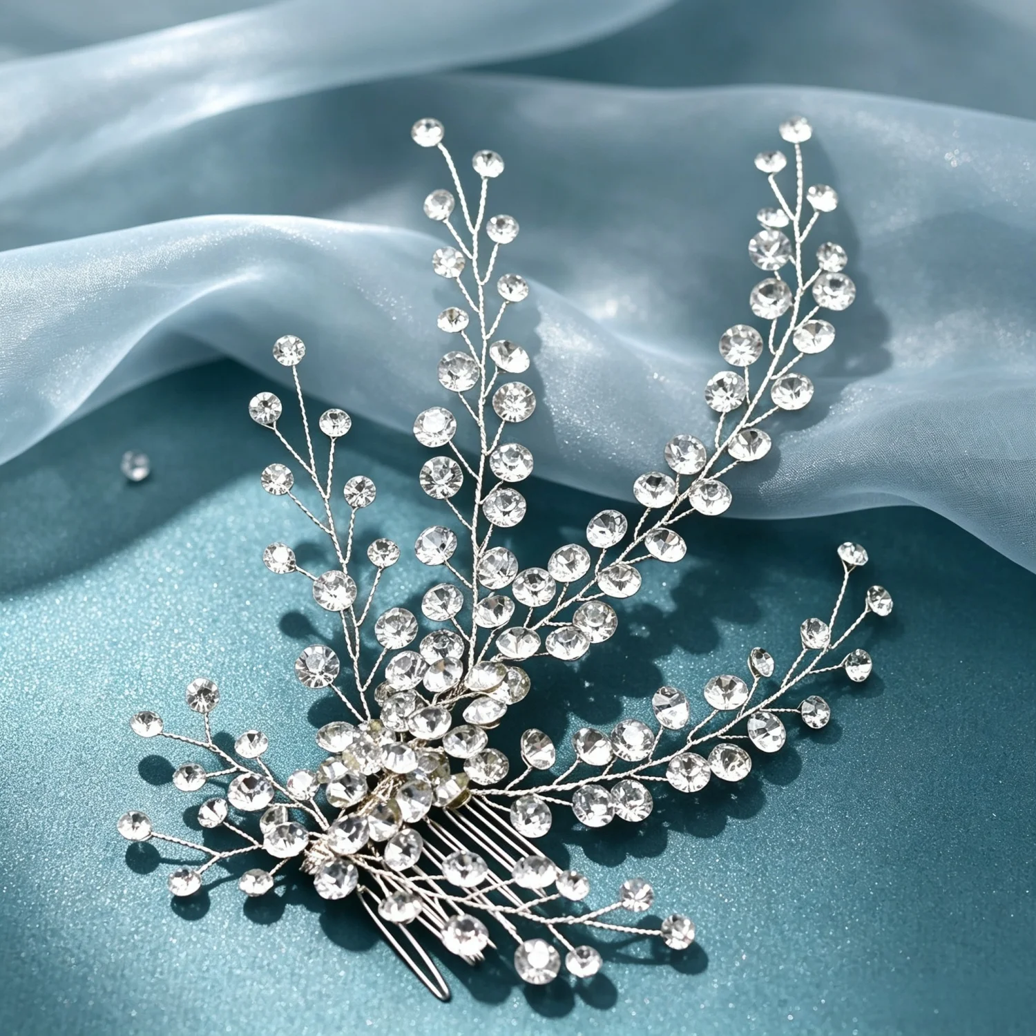 Rhinestone Flower Crystal Leaf Handmade Fashion Hair Comb Clip Hairpin Bridal Wedding Hair Accessories Jewelry Hair Comb