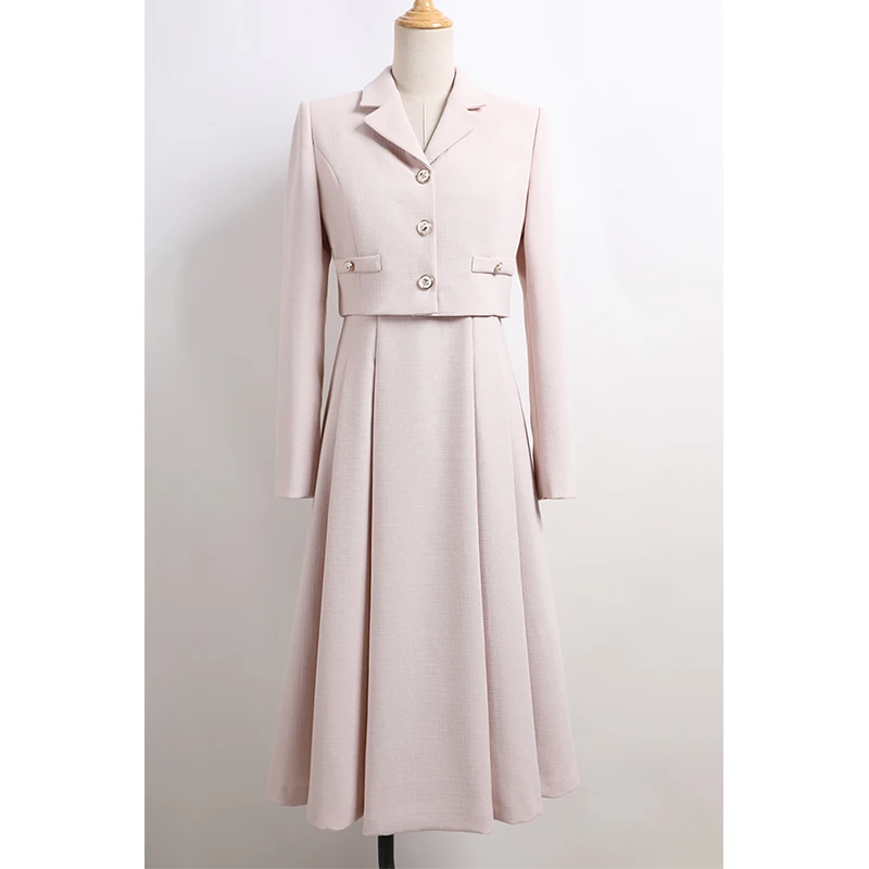 

Faionable A-Line OL Commute Dr Slimming Waist Design Polyester And Spandex Blend Long Sve Mid-Length Spring Autumn Dr