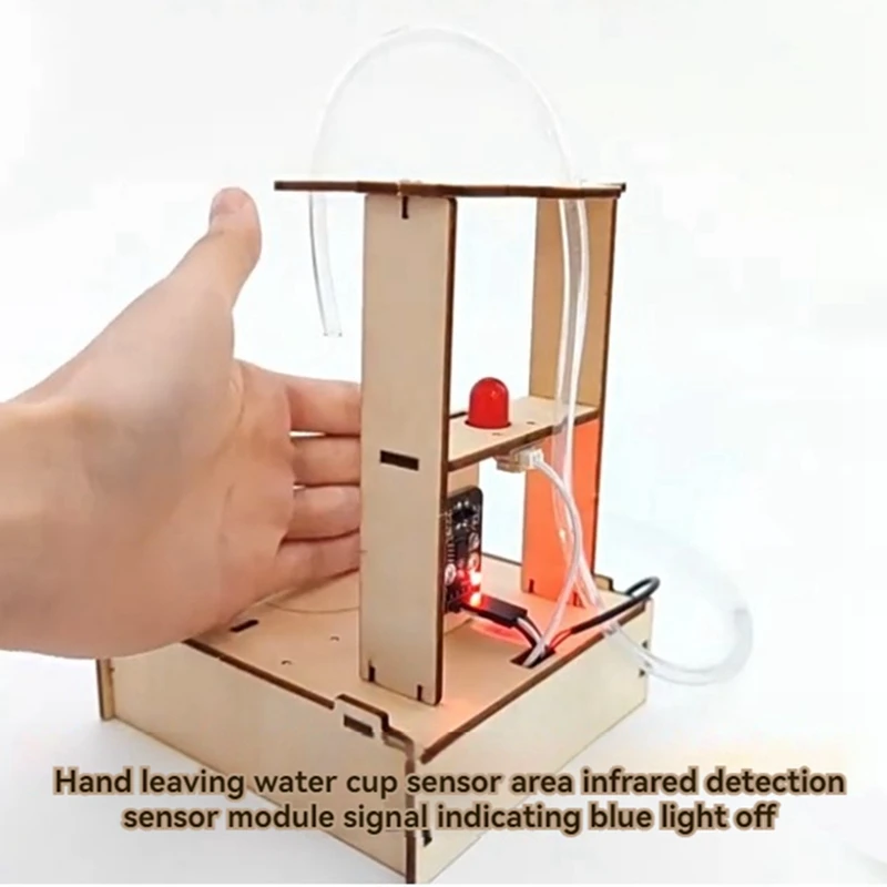 DIY Infrared Sensor Water Dispenser Model Science Experimental Tool Kit For Learning Wooden Puzzle Games