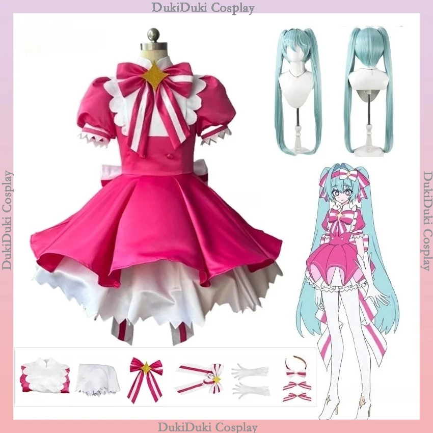 

Mikuku Cosplay Costume Project SEKAI Pink Dress Full Set Magic Wand Flared Skirt Women Halloween Roleplay Kawai Novelty Special