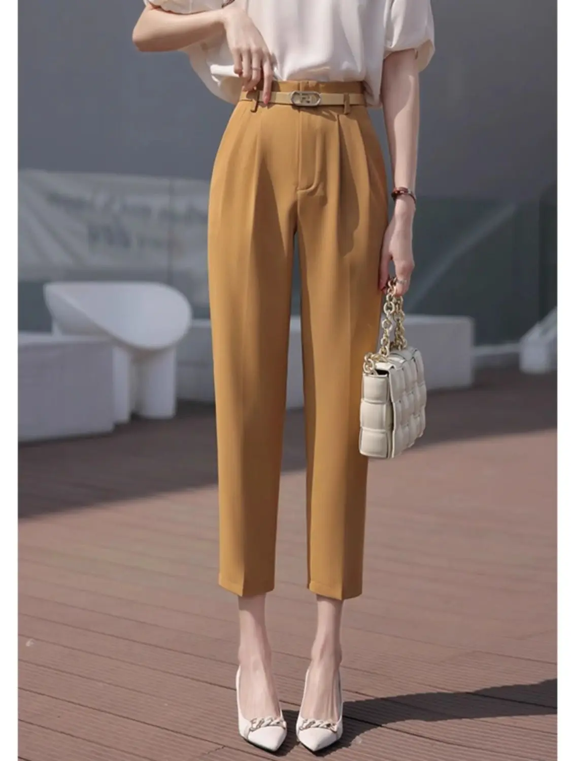 2024 Spring and Autumn New Women's Suit Pants Loose Commuter Casual High Waist Work Pants