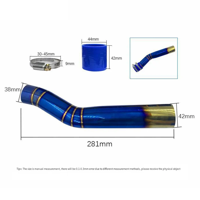 أنبوب دخول فلتر الهواء من الفولاذ المقاوم للصدأ ممتاز للدراجات النارية لياماها Nmax 155 2017-2021 أنبوب مدخل أزرق معدل #6