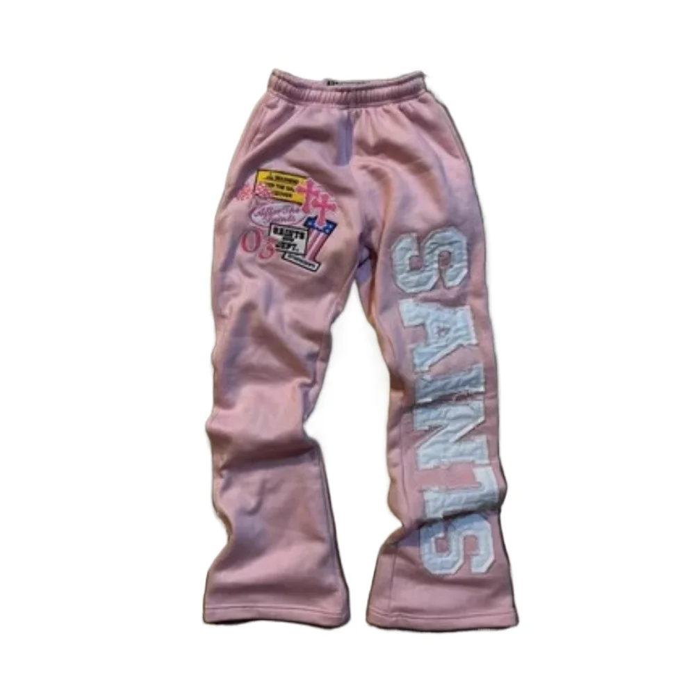 2025 New European Style Hip Hop Print Wide Leg Pants for Teens Trendy Streetwear Casual Loose Fit Long Trousers Unisex Fashion