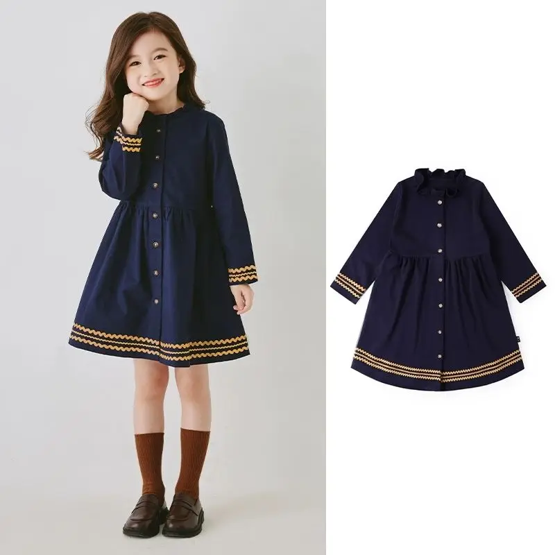 Girls' New Arrival Spring & Autumn Preppy Long Sleeve Sweet Princess Dress for Little Girls 4-12 Years Old