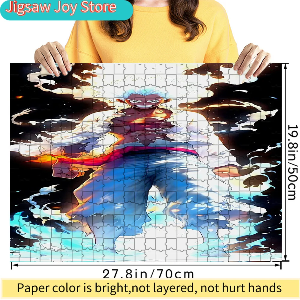 

Premium Paper Jigsaw Puzzle Featuring One Piece Monkey D. Luffy Gear 5 Nika Form Epic Artwork with Dynamic Cloud and Flame Eleme