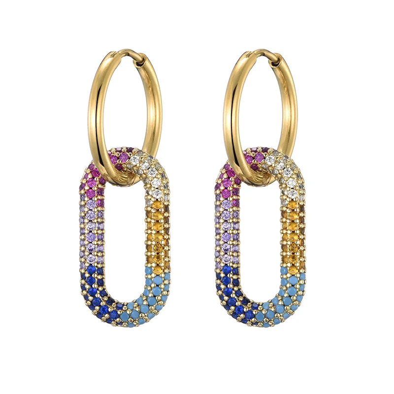 Klassieke roestvrijstalen oorgesp voor vrouwen Trendy goud zilver kleur grote ovale rechthoek hoepel Huggie punk hiphop sieraden cadeau