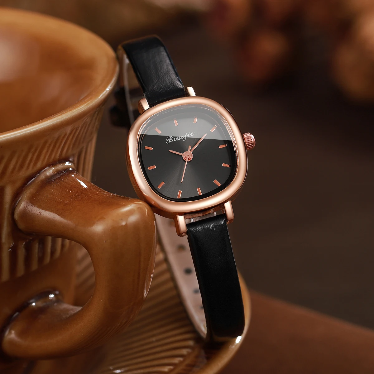 Elegant Square Dial Women Watch Ultra-thin Leather Strap Ladies Quartz Wristwatch Reloj Mujer Girls Clock Gift (Without Box)