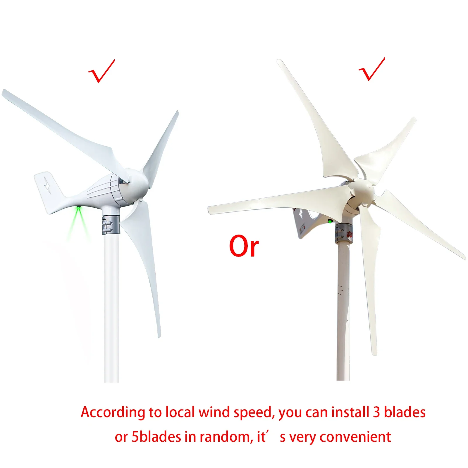 600W 12V 24V Wind Turbine Gennerator 3 or 5 Blades 12M/S Low Speed Windmill LED Indicate Light With Free MPPT Charge Controller