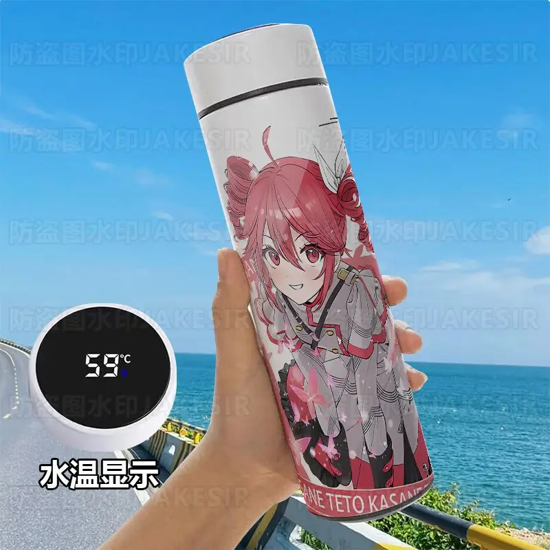 Anime Kasane Teto Cosplay 500ML Temperature Display Thermos Cup Stainless Steel Coffee Mug Birthday Gift