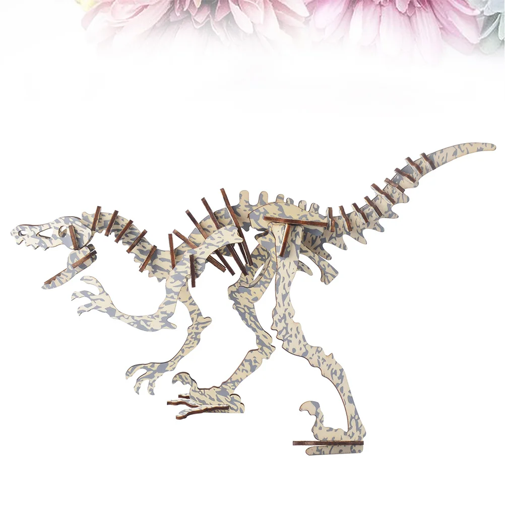 3D Wooden Dinosaur Puzzle DIY Assembled Educational Creative Cognitive Exercise Decoration for Kids Children Students