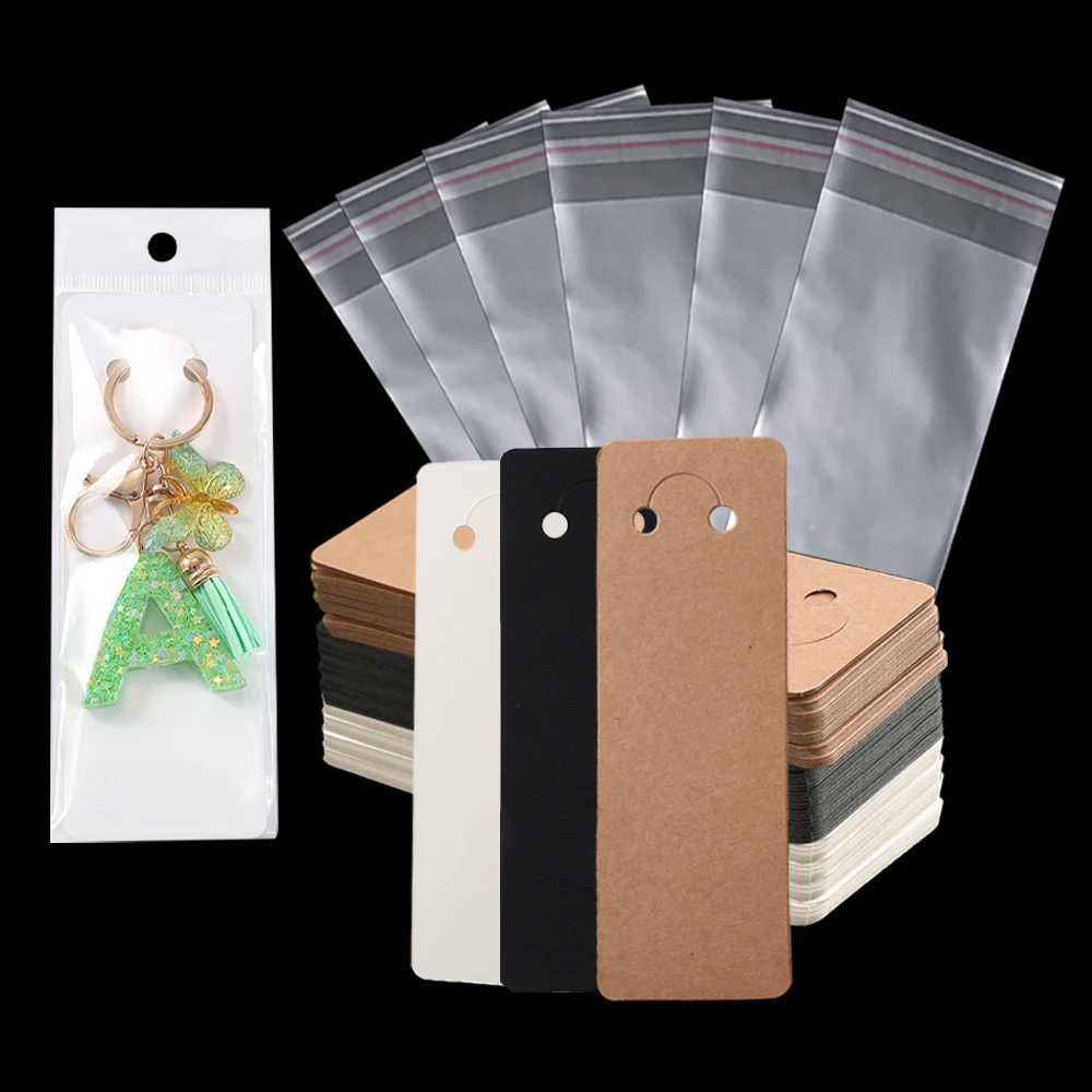 100-teiliges Schmuckverpackungsset, 50 Displaykarten aus Pappe und 50 transparente Ziplock-Beutel für die Schmuckpräsentation und Bastelverpackungen – Detail 5
