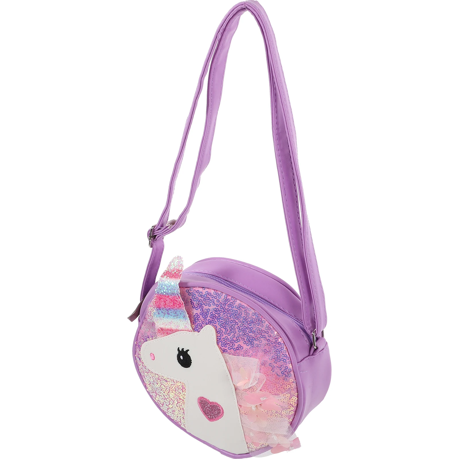 

Unicorn Sequin Crossbody Bag Purple Shiny Shoulder Purse for Girls Kids Travel Shopping Wear-resistant Polyester