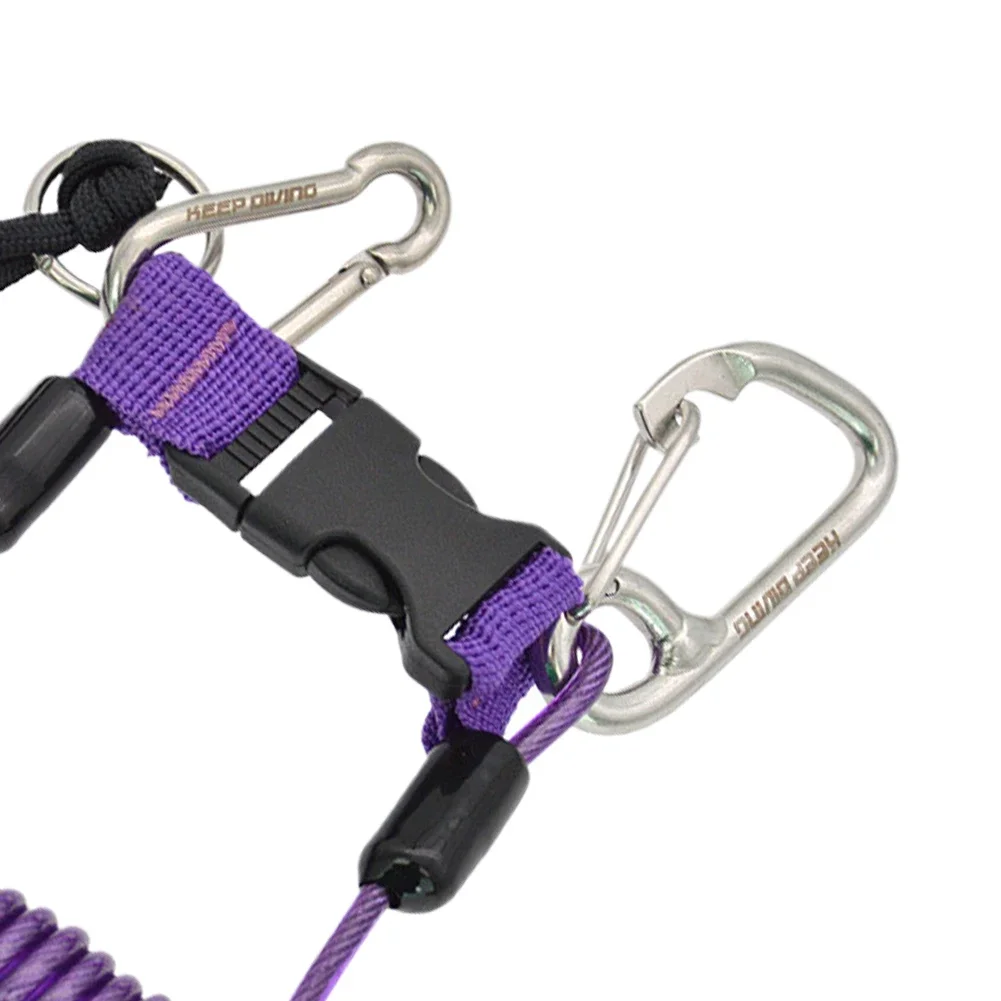 Swimming Diving Lanyard with Quick Release Buckle Diving Spiral Spring Coil Rope Anti-Lost for Underwater Camera Flashlight