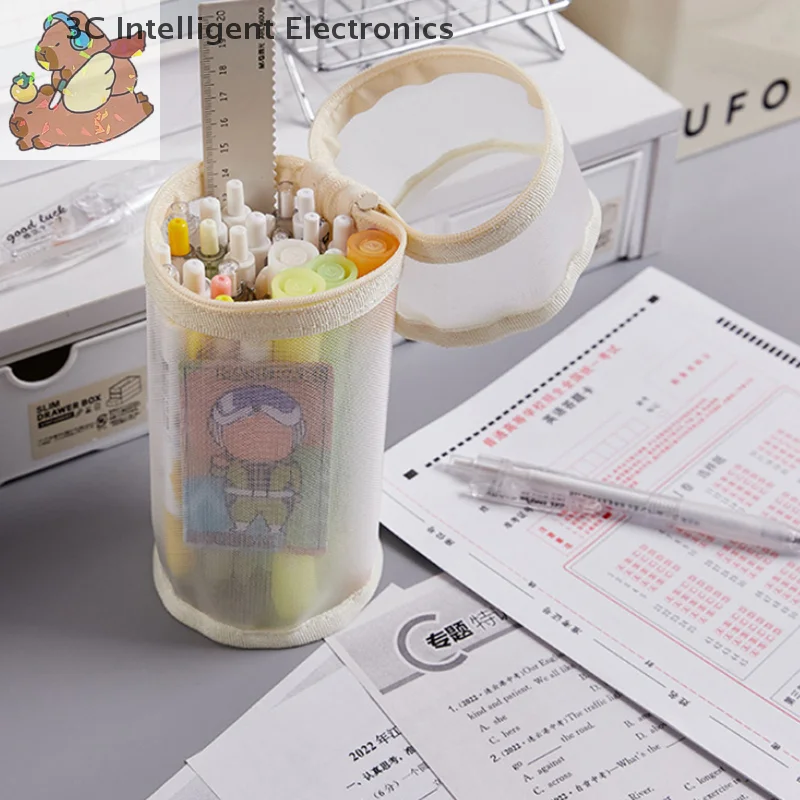 Exam Specific Pencil Case High-value Cylindrical Pencil Case Student Large Capacity Transparent Storage Pencil Case