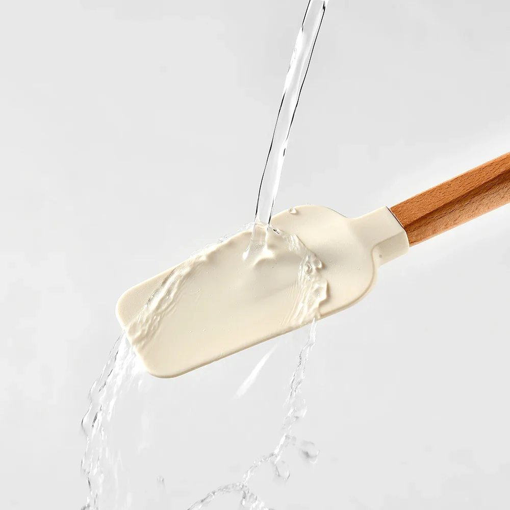 مقبض خشبي كعكة المعجنات ملعقة سيليكون الشوكولاته كريم البيتزا مكشطة خلاط زبدة الخبز مفرشة المطبخ الغذاء الخبز خلاط