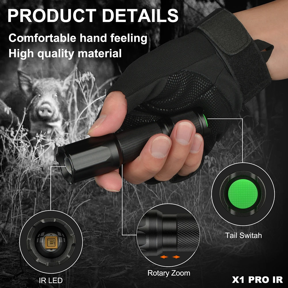 Zoomable Infrared Flashlight Vcsel 850nm/940nm Adjustable Focus IR Illuminator LED Torch Infrared Weapon Light Outdoor Hunting