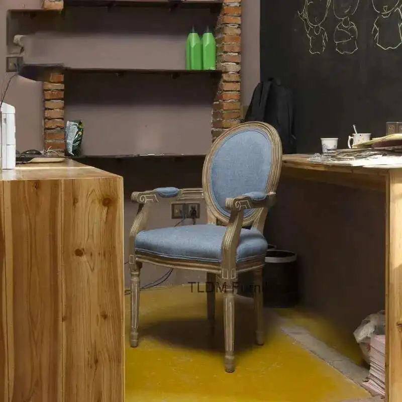 

American Living Room Chairs Retro Living Room Furniture Home Soft Backrest Chair Solid Wood Armchair Single Dining Chair z