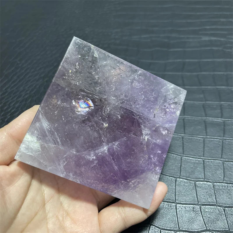 85mm Rainbow Natural Clear Quartz Amethyst Crystal Energy Tower Reiki Mineral Pyramid Gemstone