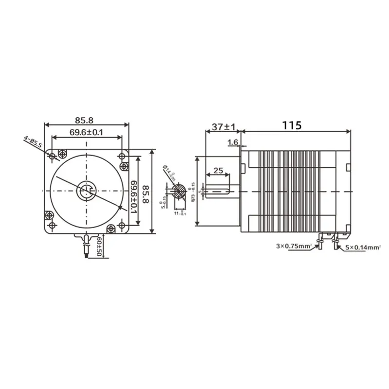 QW86Y2H03L30440 86 BLDC Motor 3000RPM Brushless DC Motor 48V 440W Low Noise Small BLDC Motor