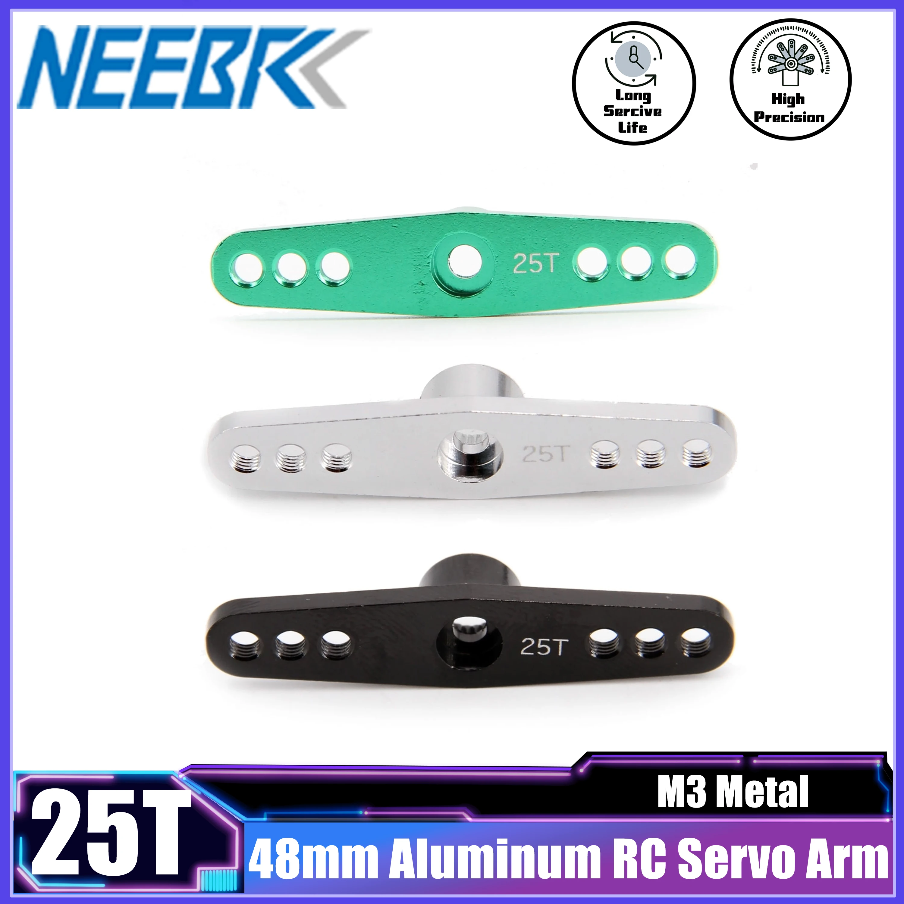 

NEEBRC 48 мм 25T M3 Алюминиевый RC сервопривод 25 зубьев 6 рожков Двойной рычаг для MG995 MG996R E9001 Futaba Savox PowerHD JX SPT HSP Wltoys