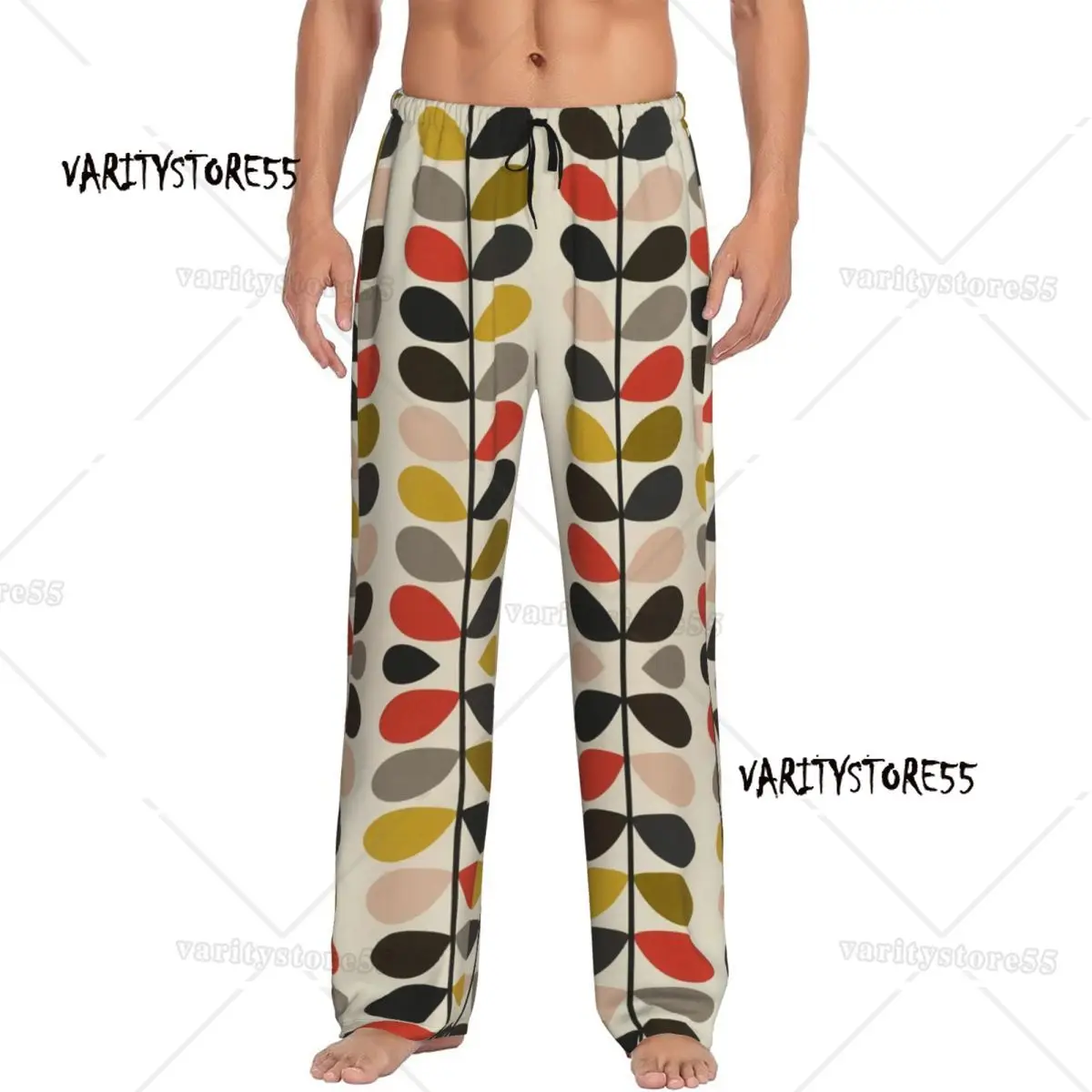 

Пижамные штаны Orla Kiely на заказ, одежда для сна с эластичным поясом и цветами, абстрактные штаны для сна с карманами