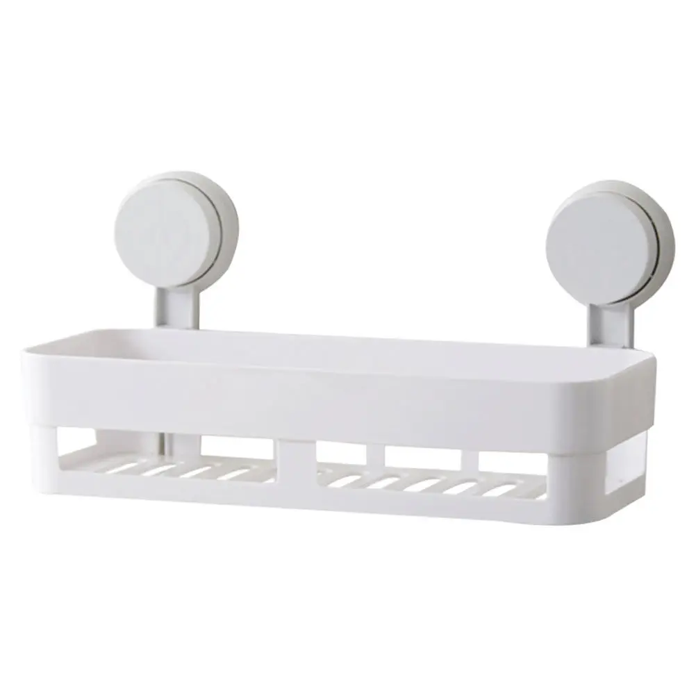 Bathroom Wall Storage Rack Plastic White Punch Free Hanging Shelf Organizer Shower Razor Toothbrush Storage Rack Smooth Texture