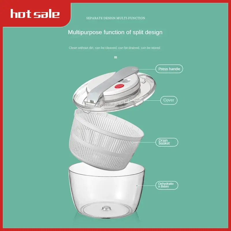 

A25I-Salad Spinner Manual Lettuce Spinner For Vegetable Prepping, 1-Handed Pump Fruit Spinner Dryer Fruit Washer