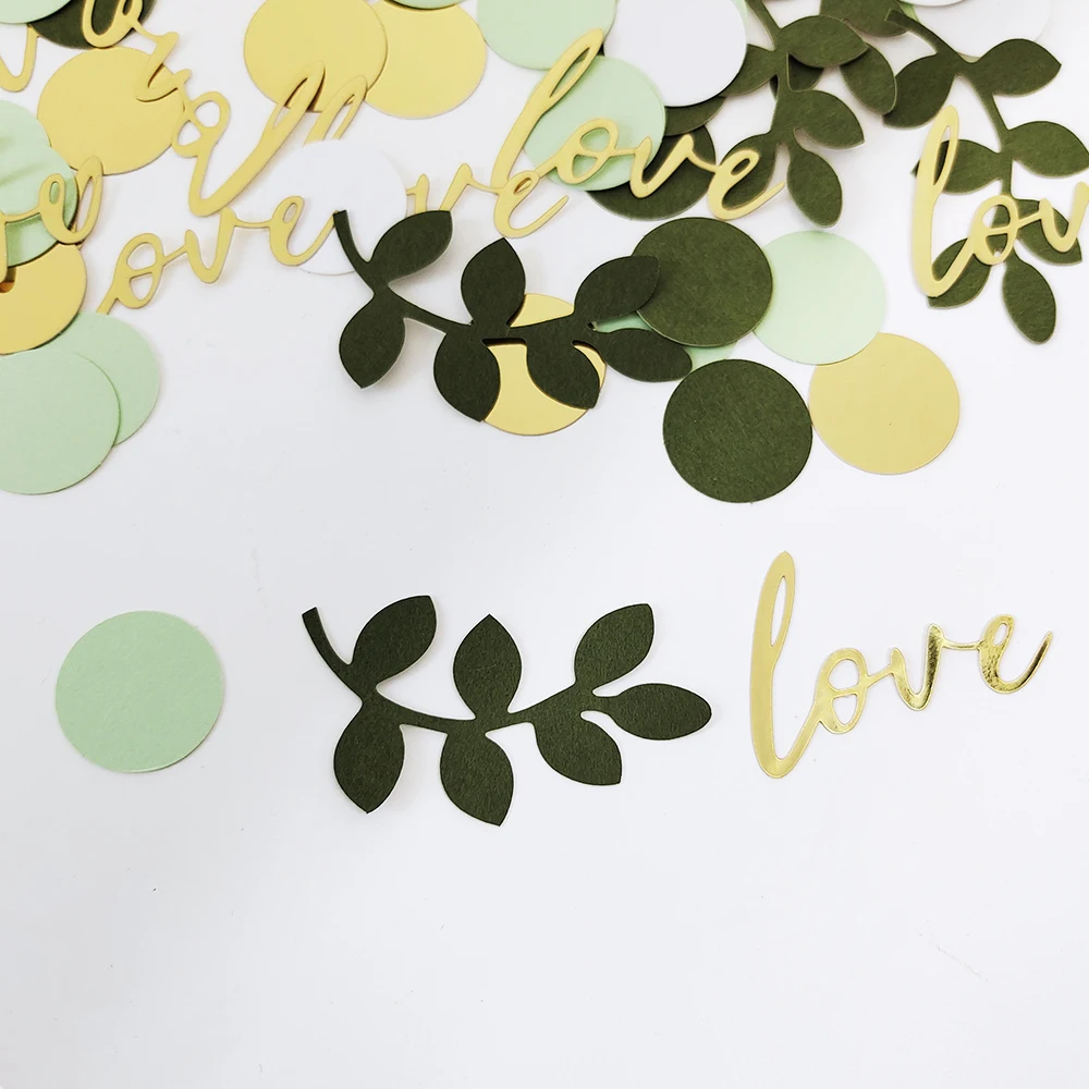 100 Stück Salbei Party Konfetti Liebe runde Blatt Pflanzen Gold Farbe Papier Konfetti DIY Hochzeit Verlobung feier Dekorationen Lieferungen – Detail 8
