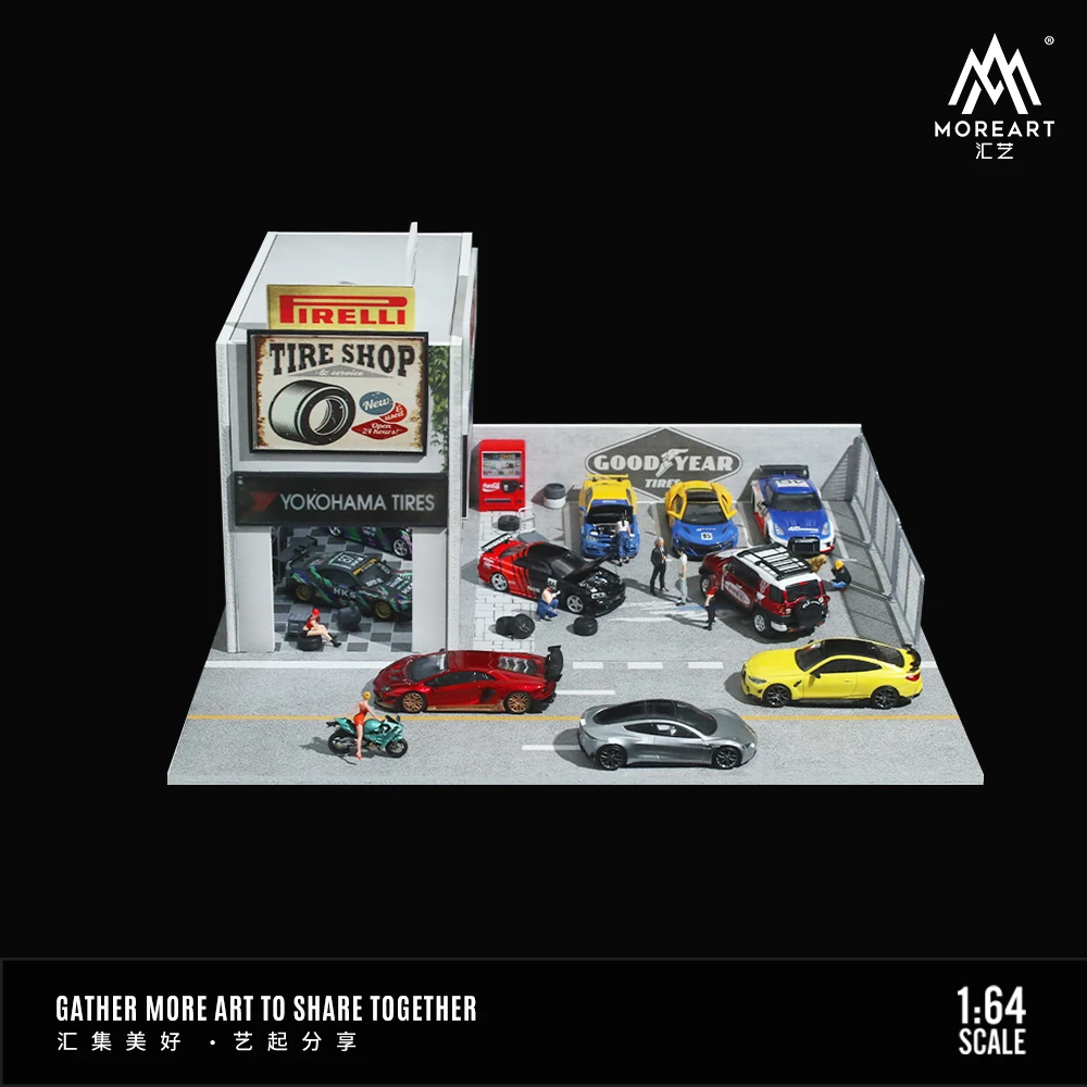 TimeMicro&MoreArt 1:64 Vintage auto repair shop lighting version of the assembly scene