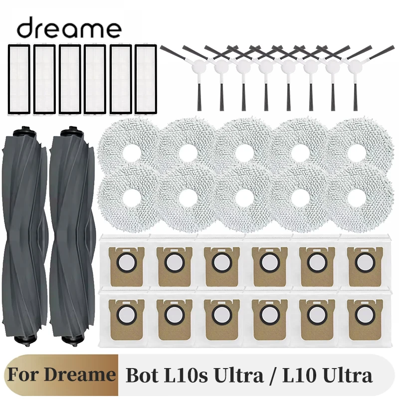 

For Dreame Bot L10s Ultra/L10 Ultra Robot Vacuum Cleaner Accessories Mop Dust Bag Main Brush Side Brush Hepa Filter Replacement