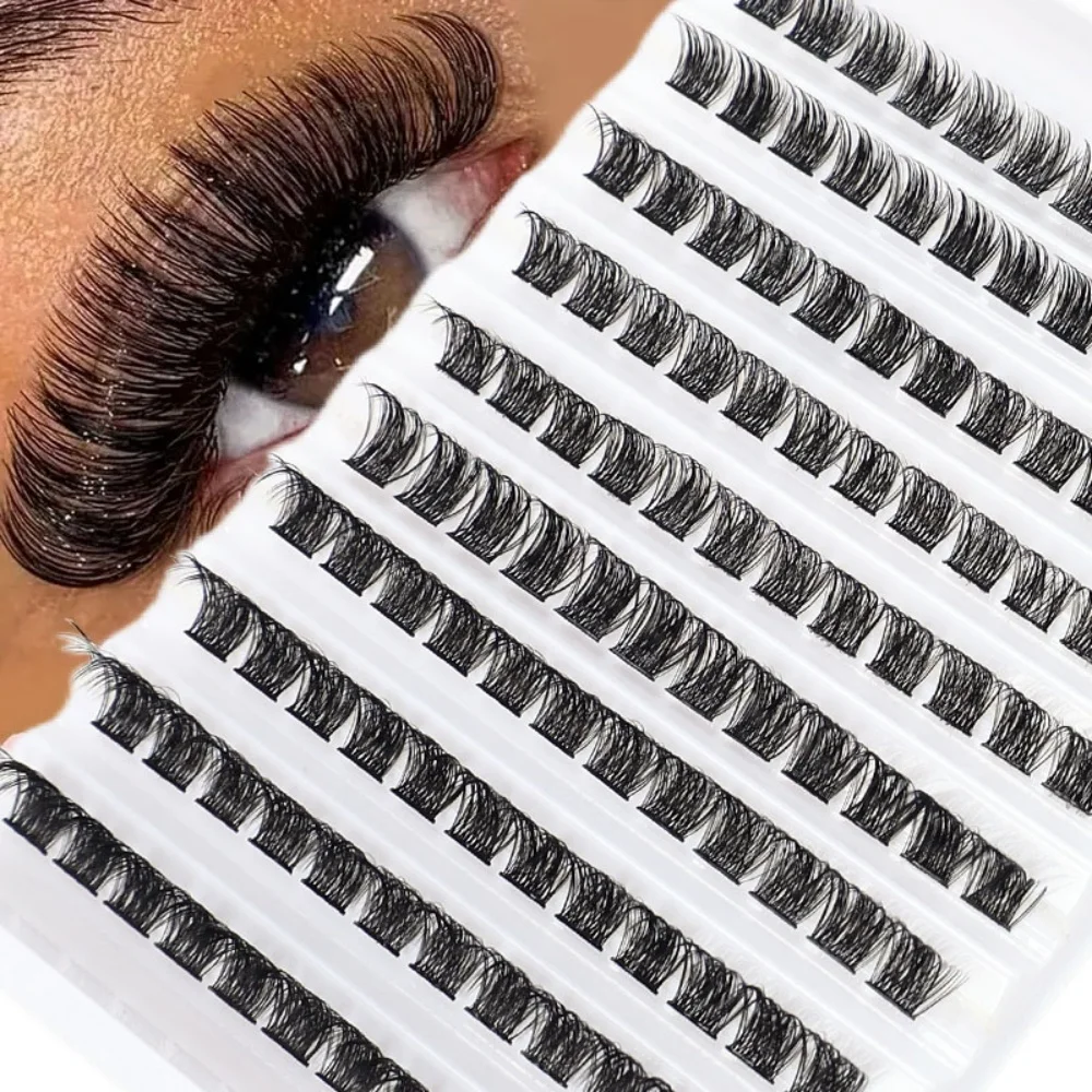 DIY Wimpernverlängerung mit 120 Büscheln von 8-16mm, schlanke, individuelle Wimpern, natürliches Aussehen, geschwungen und fluffig, DIY Wimpern