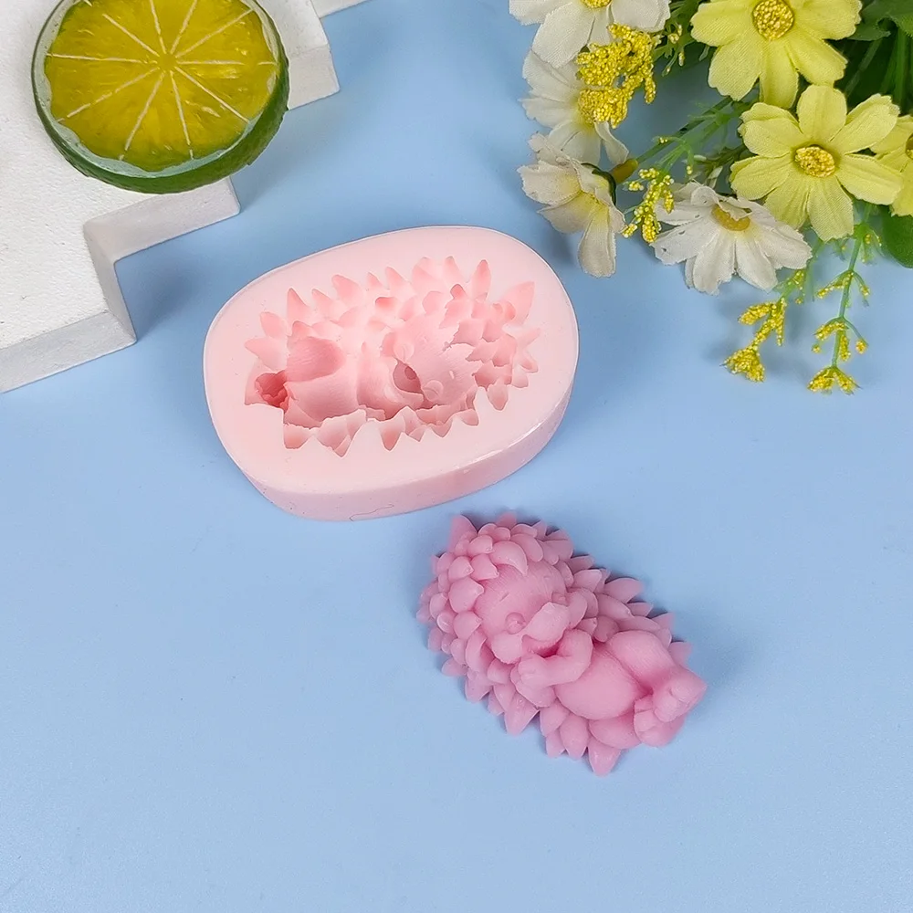 Little Hedgehog Silica gel 3D molds Cute Animal silicone soap mold candle aroma mould soap making moulds resin clay molds