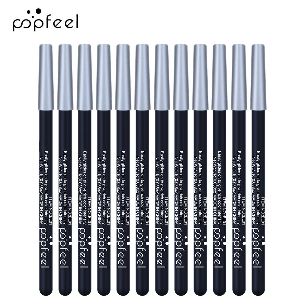 قلم تحديد عيون أسود من POPFEEL، قلم تحديد عيون لمكياج العيون، سهل التلوين، قلم تحديد عيون يدوم طويلاً
