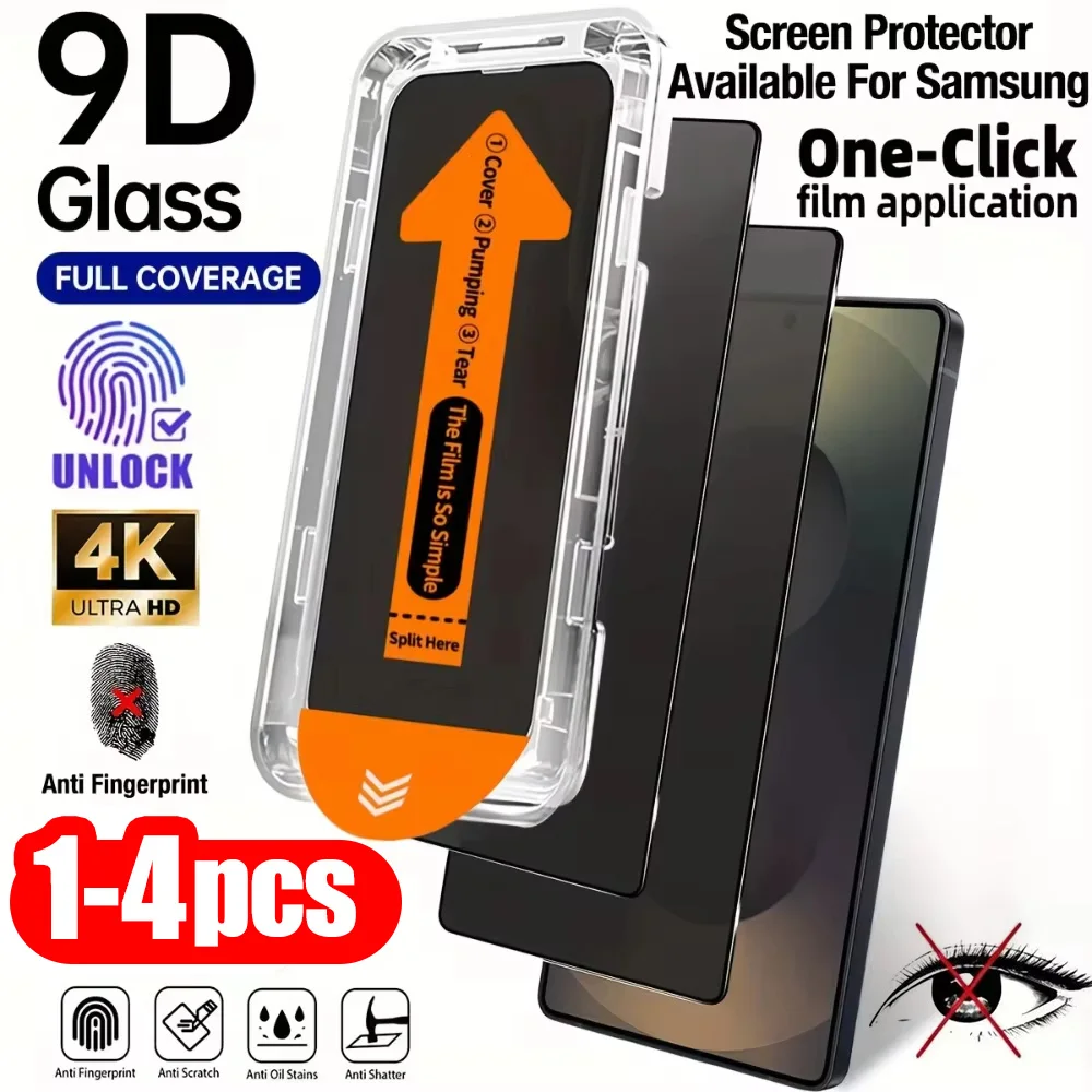 1-4 Stück Fingerabdruck-Entsperrung Datenschutz-Panzerglas für Samsung S25 Ultra S26 S25 Plus S24 S23 S22 5G S21 Anti-Spy Displayschutzfolie