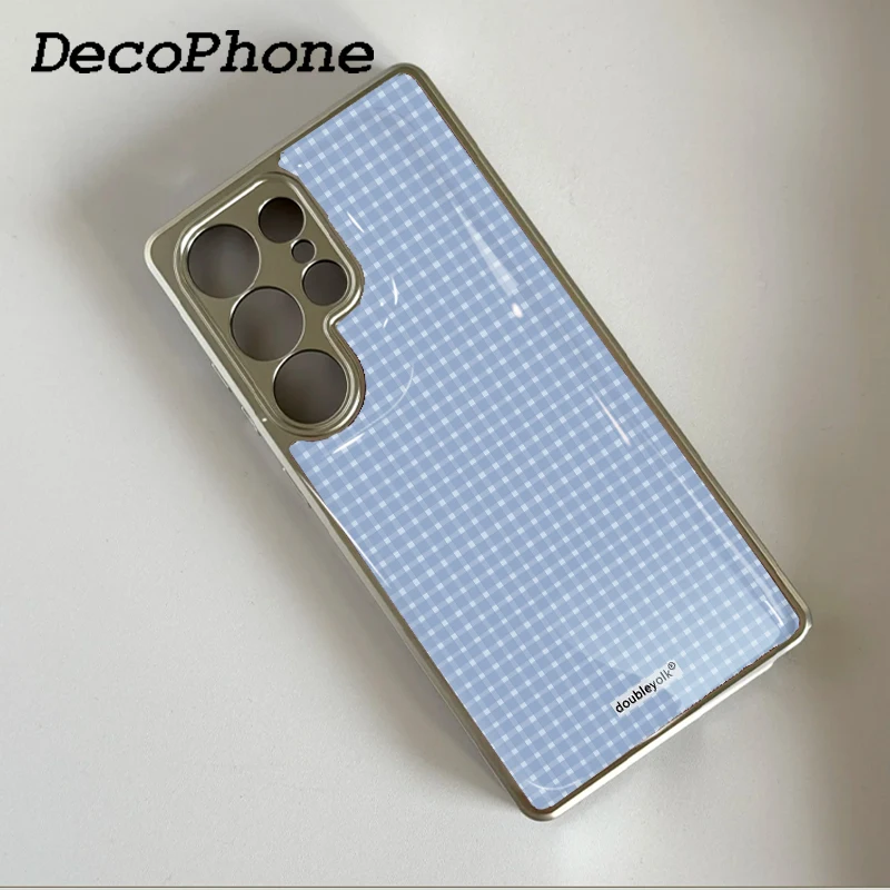 Y2K Purple Checkered Pattern Epoxy Phone Case Anti-drop  FOR Samsung Galaxy 23/24/25/26 PLus FE ULTRA EDGE