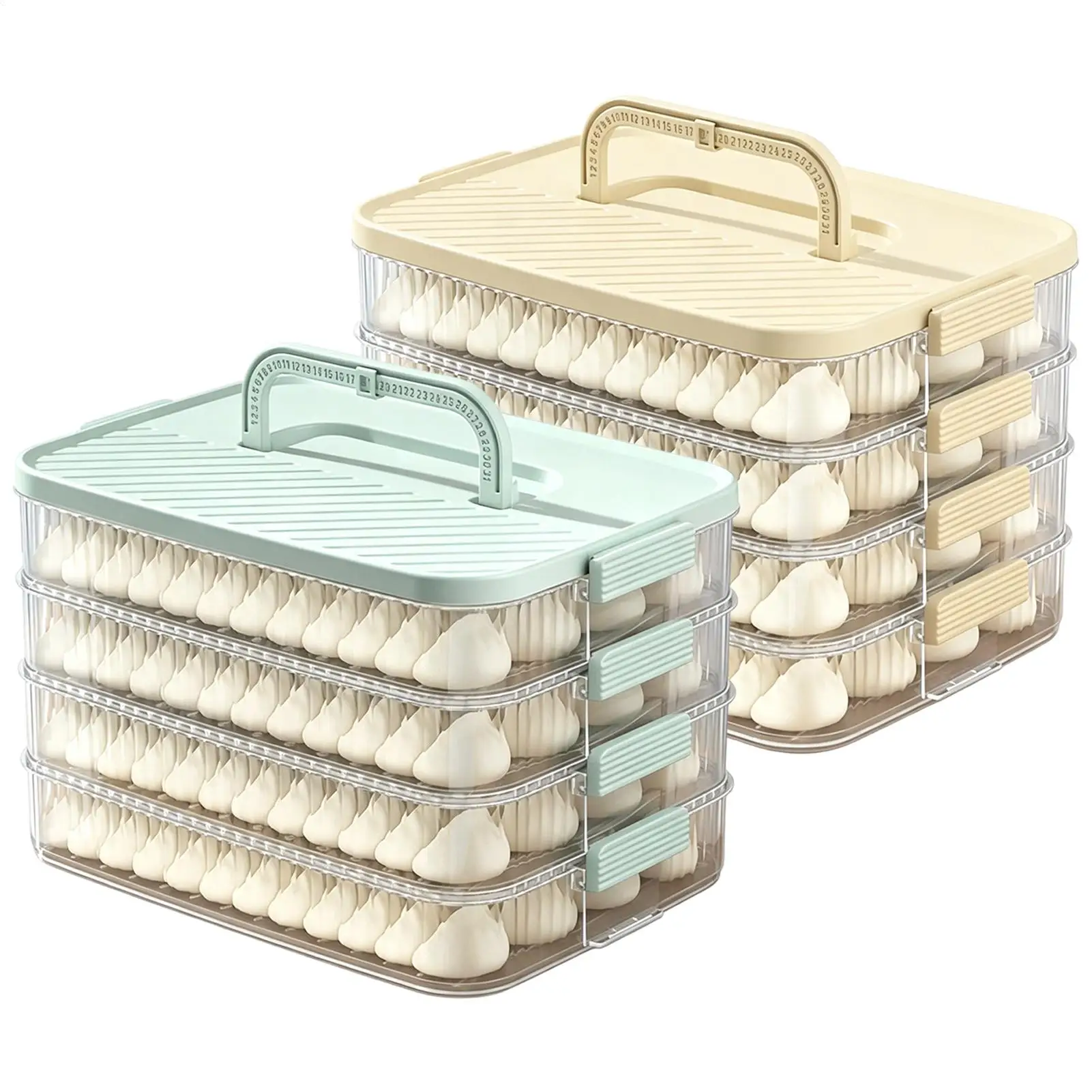 デザートキャリアコンテナ-4層食品保存ボックス-ハンドル付き食品保存容器-家庭用キッチン-ダイニングルーム-ピクニック用