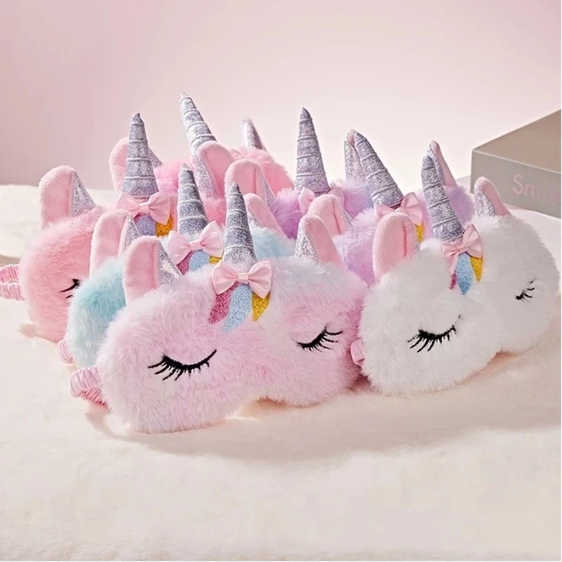 Cartoon Unicorn Party Anime Sleeping Mask Kids Gift Cute Blindfolds Travel Sleep Eye Band Shade Rest Eyepatch Plush Eye Cover