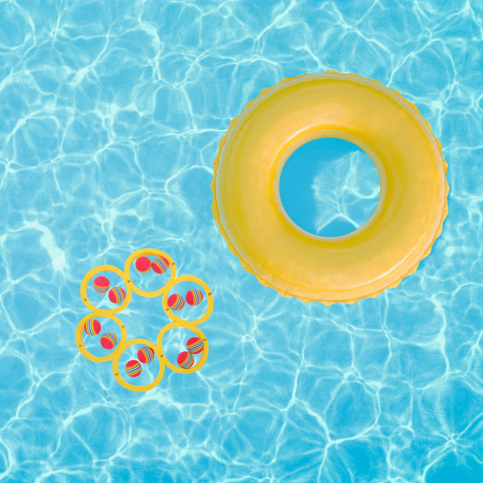 Juego de anillos flotantes para lanzar agua Eva, lanzamiento de piscina con diseño marcado de puntuación, juego familiar portátil al aire libre para adolescentes y niños, 1 Juego