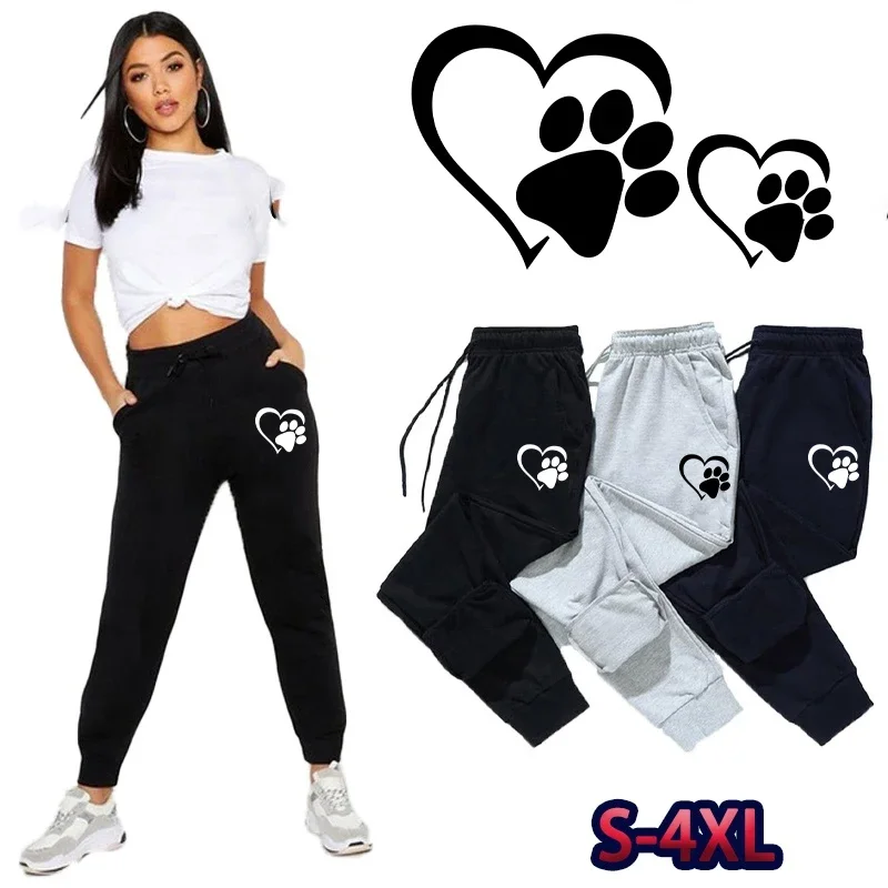 Cute Printed Women Sweatpants Cotton Long Pants Jogger Trousers Womens Casual Sports Fitness Solid Jogging Pants