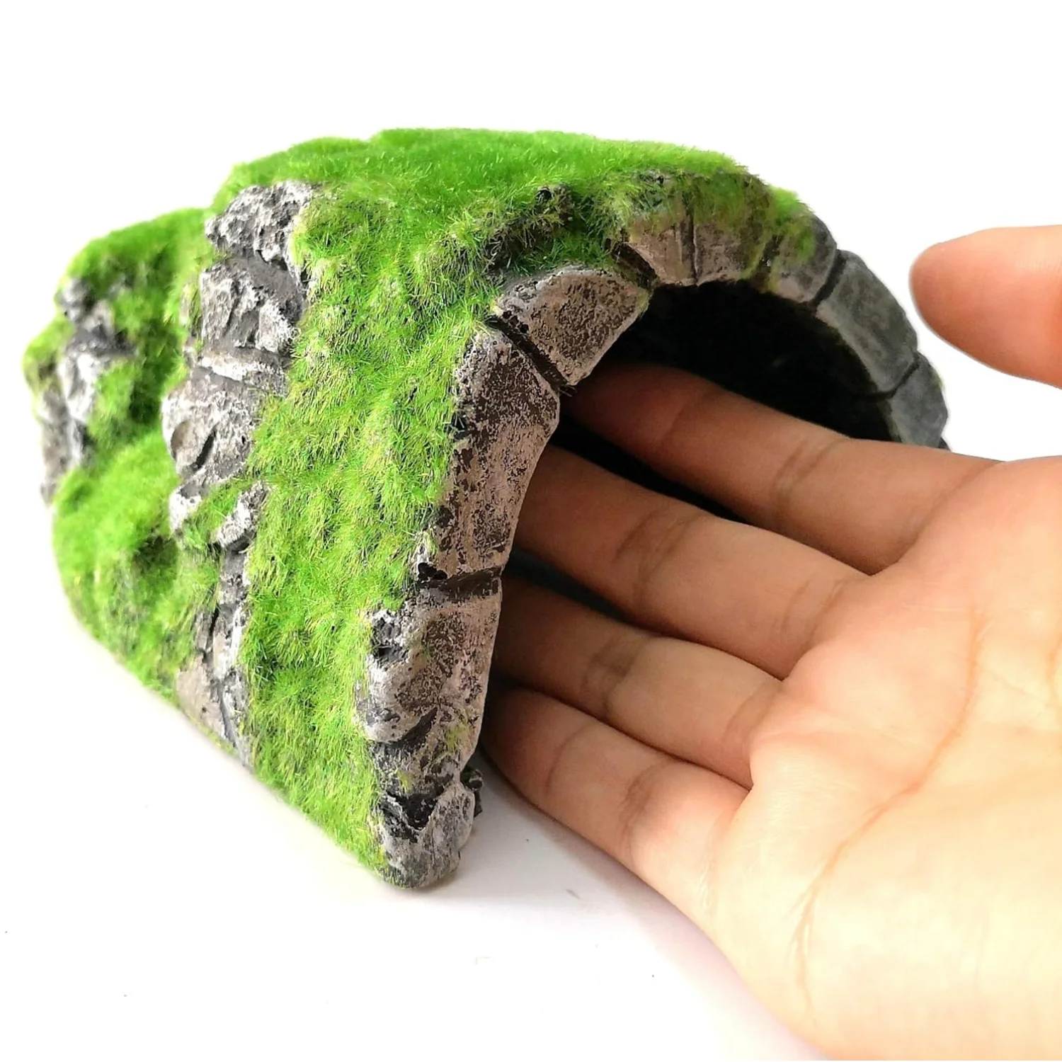 Moss Rocks Hiding Cave Fish Tank Ornaments Creative Betta Turtle Hideout Cave Resin Landscaping Decoration Aquarium Accessories