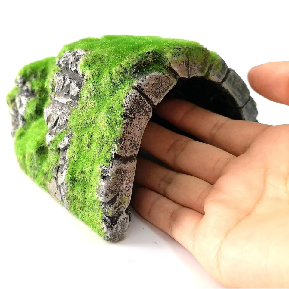 Set 9 Decorazioni Acquario &ndash; Grotta In Resina E 8 Piante In Plastica, Altezze 5,6-21,1 Cm, Per Acqua Dolce E Salata