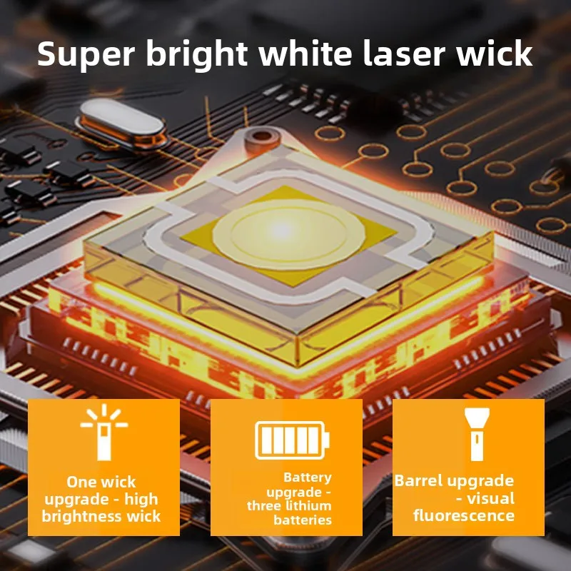 Display zoom telescopico con striscia fluorescente grande torcia laser bianca con quattro livelli di luce forte multi esterno a lungo raggio