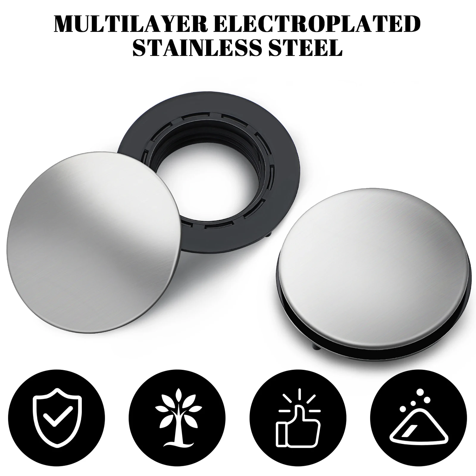 

6 Pcs Sink Hole Cover Metal Plug Kitchen Sprayer Washbasin Faucet Soap Lid Sealing Caps Stainless Steel PP Easy Install Non Leak