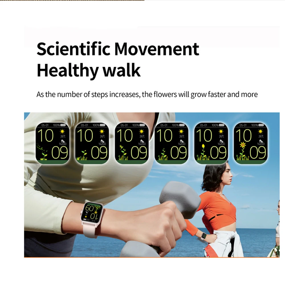 1.85 بوصة شاشة كبيرة ثلاثية الأبعاد الهاتفي الديناميكي الرجال سيدة ساعة ذكية بلوتوث دعوة الرياضة النساء معدل ضربات القلب الصحة مقاوم للماء Smartwath