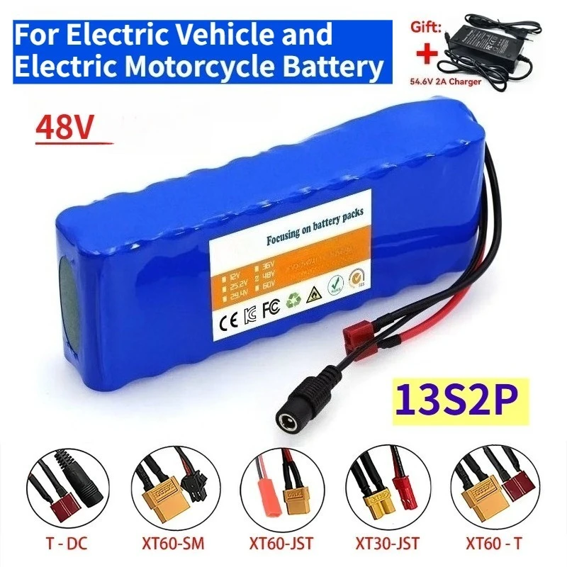 

18650 13S2P 48V 3Ah High Power Battery for Electric Vehicle Electric Motorcycle with 54.6V 2A Charger